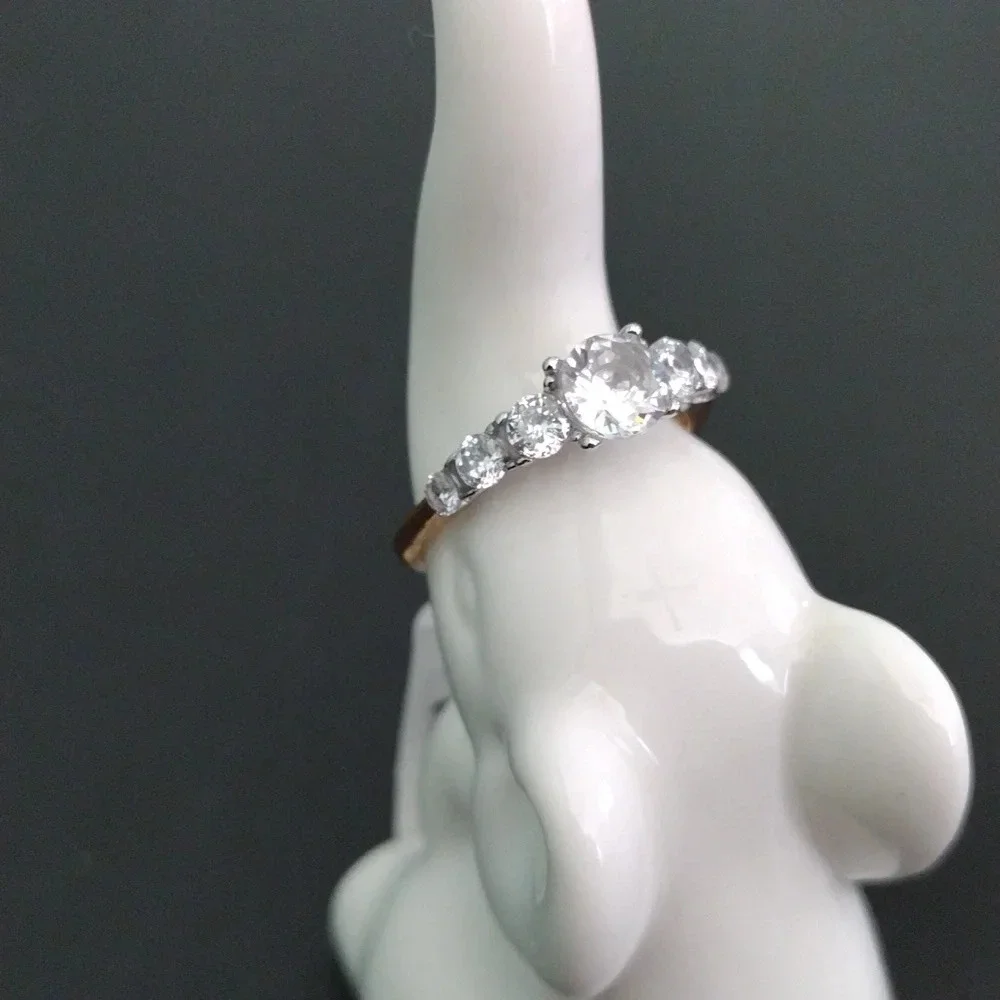 Women's Bling Stainless Steel Bridal Two Tone Cocktail Ring - Picture 3 of 16